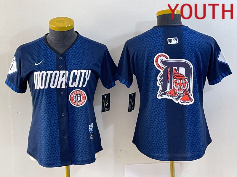 Youth Detroit Tigers Blank Blue City Edition Nike 2024 MLB Jersey style 6